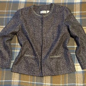 Alfred Dunner 14 plum white & subtle silver sparkle tweed  & silver-hardware